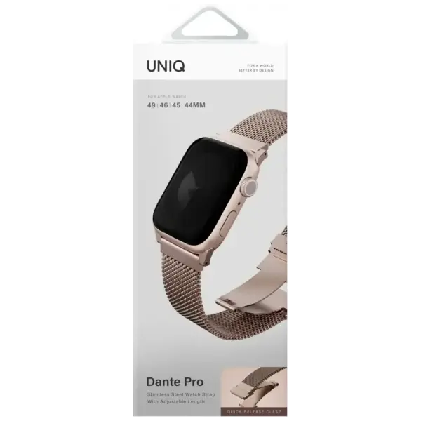 UNIQ DANTE PRO STAINLESS STEEL WATCH STRAP WITH ADJUSTABLE LENGTH FOR APPLE WATCH 49 | 46 | 45 | 44MM | METALLIC ROSE